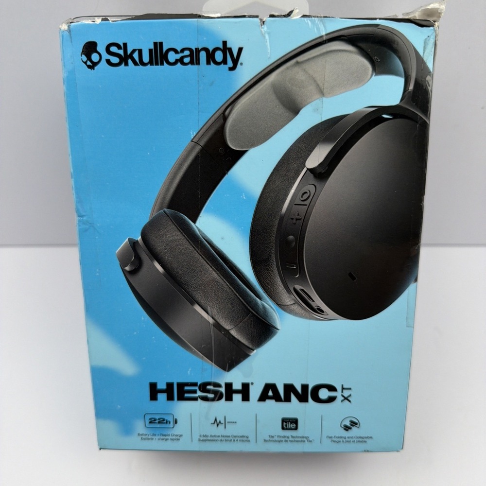 Skullcandy S6HHW-Q776 Hesh ANC XT Foldable On-Ear Headphones, True Black